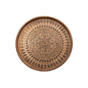 Perzische Koperen Serving Tray Traditioneel Handgehamerd Savin