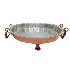 Perzische Koperen Serving Platter Handgehamerd Zarin II