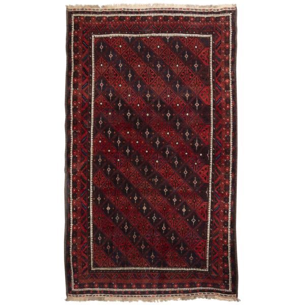 Vintage Perzisch Baluchistan Tapijt (Bukhara Design) – Rode Wol