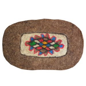 Perzisch Vilt Tapijt Zarrin — Rond — 100% Natuurlijke Wol — Bruin