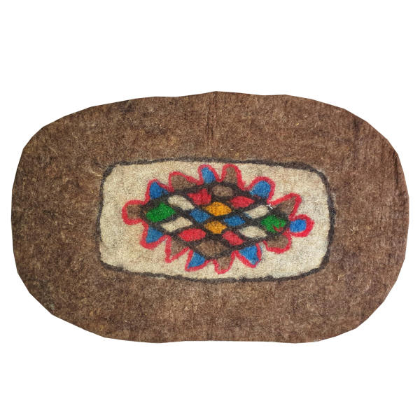 Perzisch Vilt Tapijt Zarrin — Rond — 100% Natuurlijke Wol — Bruin