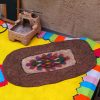 Perzisch Vilt Tapijt Zarrin — Rond — 100% Natuurlijke Wol — Bruin