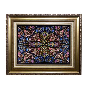 Handgeknoopte Perzische Wandtapijt uit Tabriz Afbeeldend Vlinder