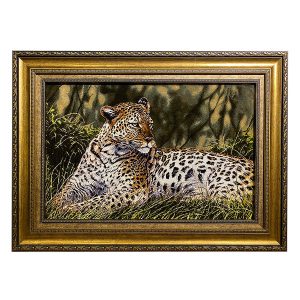 Handgeknoopte Perzische Picturale Tapis uit Tabriz Afbeeldend Cheetah