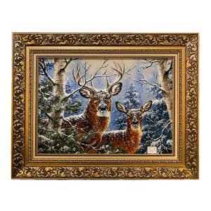 Handgeknoopte Perzische Picturale Tapis uit Tabriz Afbeeldend Hert