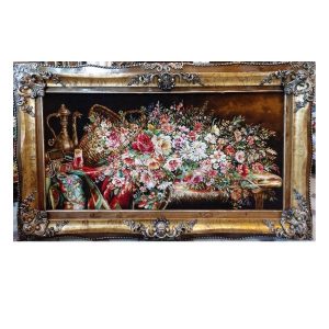 Handgeknoopte Perzische Picturale Tapis uit Tabriz Afbeeldend Goldan Bloemen