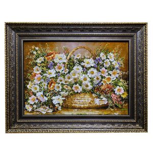 Handgeknoopte Perzische Picturale Tapis uit Tabriz Afbeeldend Bloemen