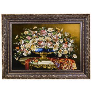 Handgeknoopte Perzische Picturale Tapis uit Tabriz Afbeeldend Golzar Bloemen