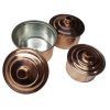 Iraanse Koperen Pannenset – Gehamerd design (3-delige set kookpannen, Hivana)
