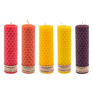Set van 5 Bijenwas Pilarenkaarsen – Geel (Set van 2)
