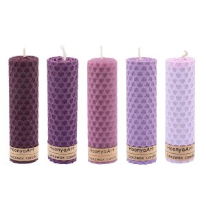 Set van 5 Bijenwas Pilarenkaarsen Banafsheh – Paars (Set van 2)