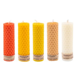 Set van 5 Bijenwas Pilarenkaarsen – Oranje/Geel (Set van 2)