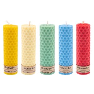 Set van 5 Bijenwas Pilarenkaarsen – Lichtgroen (Set van 2)