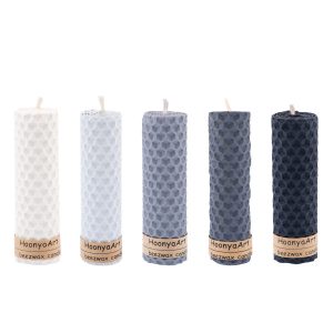Set van 5 Bijenwas Pilarenkaarsen – Paars (Set van 2)