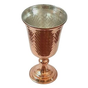 Handgemaakte Perzische Koperen Wijnglas met Stam – Handgehamerd Model Golsa