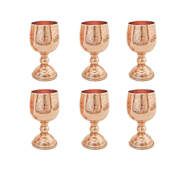 Set van 6 Koperen Kelkglazen op Stam – Model Taban