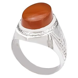 Perzische Jemenitische aqeeq zilveren ring voor heren, Diba