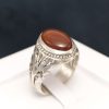Perzische Jemenitische aqeeq zilveren ring voor heren, Binesh