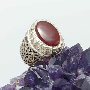 Perzische Jemenitische aqeeq zilveren ring voor heren, Kabiri