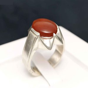 Perzische Jemenitische aqeeq zilveren ring voor heren, Vandi