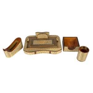 Perzische Houten Bureauset Gedecoreerd met Khatamkari Kunst 10-delig