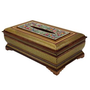 Handgemaakte Perzische Houten Zakdoekhouder – Inlegwerk Nafis II