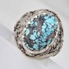 Perzische Zilveren Ring met Neyshabur Turquoise Ashura