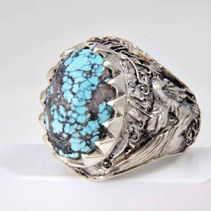 Perzische Zilveren Ring met Neyshabur Turquoise Ashura