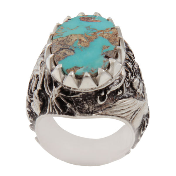 Perzische Zilveren Ring voor Mannen met Neyshabur Turquoise Ashura