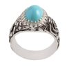 Perzische Zilveren Ring voor Mannen met Neyshabur Turquoise Flower
