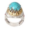 Perzische Zilveren Ring voor Mannen met Neyshabur Turquoise Golden