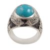 Perzische Zilveren Ring voor Mannen met Neyshabur Turquoise Bismellah