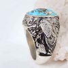Perzische Zilveren Ring voor Mannen met Neyshabur Turquoise Hiraad