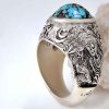 Perzische Zilveren Ring voor Mannen met Neyshabur Turquoise Imam Reza