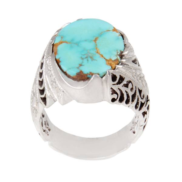 Perzische Zilveren Ring voor Mannen met Neyshabur Turquoise Jahani