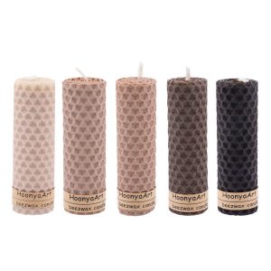 Set van 5 Bijenwas Pilarenkaarsen Kleurrijk III – Bruin (Set van 2)