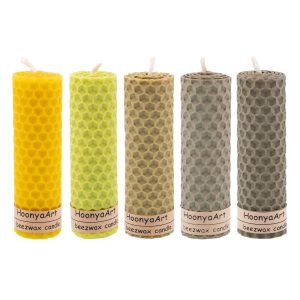Set van 5 Bijenwas Pilarenkaarsen Kleurrijk II – Geel (Set van 2)