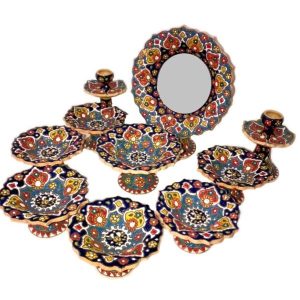 Emaille Aardewerk Haft-sin Set voor Nowruz (Minakari)