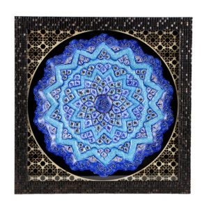 Decoratieve Koperen Schotel Handgeschilderd met Perzisch Minakari Emaille Blauw
