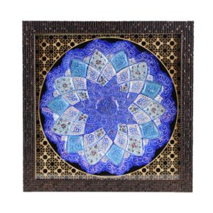 Decoratieve Koperen Schotel Handgeschilderd met Perzisch Minakari Emaille Parel