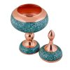 Handgemaakte Perzische Suikerpot met Turquoise Inleg Taban