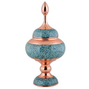 Handgemaakte Perzische Suikerpot met Turquoise Inleg Taban