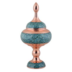 Handgemaakte Perzische Suikerpot met Turquoise Inleg Hamedi