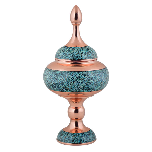 Handgemaakte Perzische Suikerpot met Turquoise Inleg Hamedi