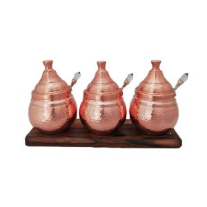 Handgemaakte Koperen Opslagpot – Ideaal voor Keukenorganisatie – Set van 3