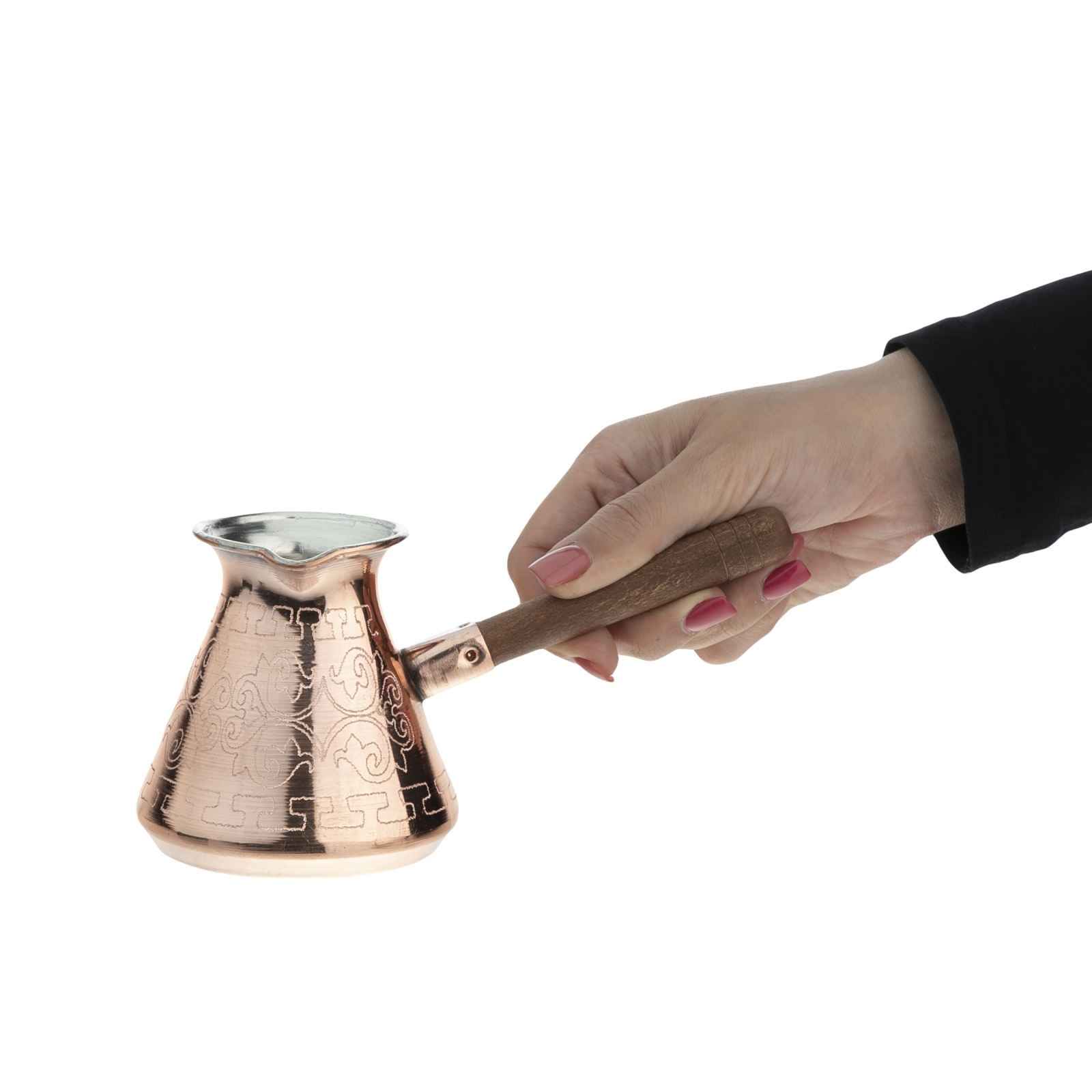Koperen Cezve – Handgemaakte Gehamerde Turkse Koffiemaker, Sun Model