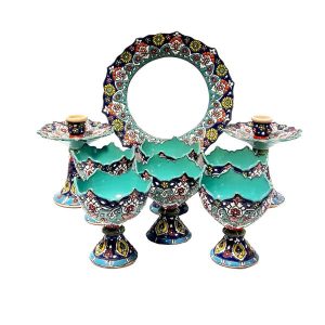 Turkooise Emaille Haft-sin Set voor Nowruz (Minakari)
