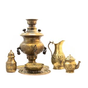 Perzische koperen samovar decoratieve houtskool theemaker Floral Motifs 2-Liter