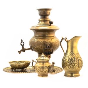 Perzische koperen samovar decoratieve houtskool theemaker Floral Motifs 2-Liter