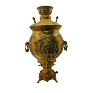 Perzische koperen gassamovar traditionele design theemaker Floral Motifs 8-Liter